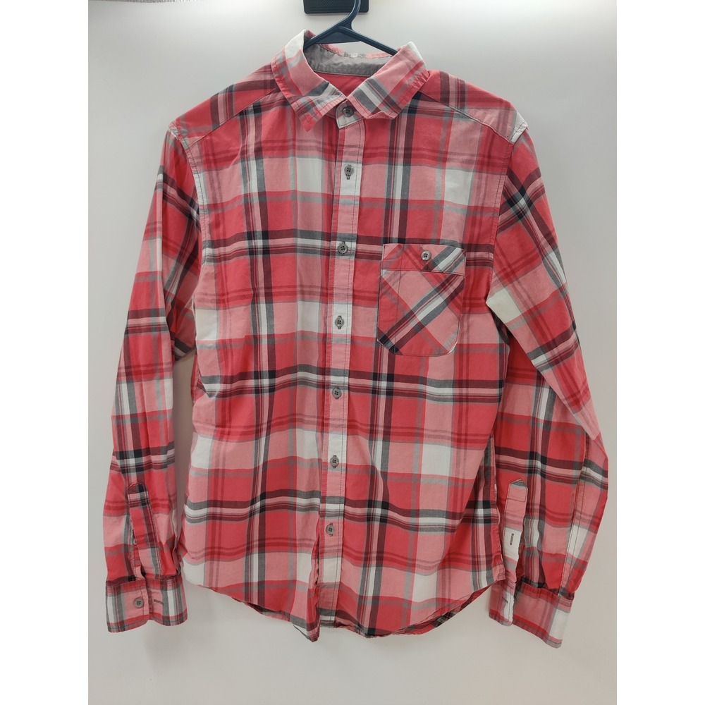 Mossimo Supply Co Mens Small Red Plaid Button Down Long Sleeve Cotton Shirt